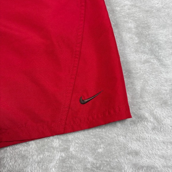 Vintage Nike Swim Shorts Men Small Red Black Silver Tag Board Trunks Embroidered - Picture 4 of 12